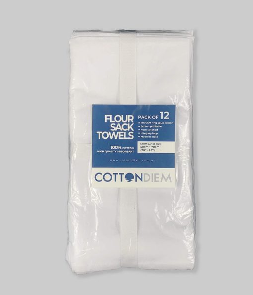 Blank flour sack kitchen tea towels 50cm x 70cm - 12-pack
