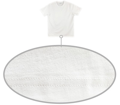 Blank white t-shirt bottom hem stitch